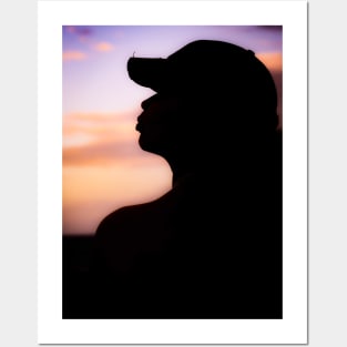 Silhouette of a Girl with colorful background Posters and Art